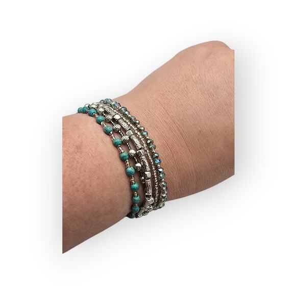 Boho Multi Strand Turquoise Southwestern Bracelet Magnetic Clasp - Picture 3 of 8